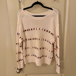 Lou & Grey for LOFT Rainbow Stitch Cotton Sweater - Artsy, quirky, unique